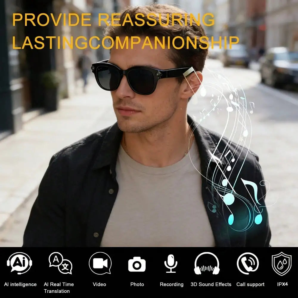 SENBONO AI Smart Glasses With 4K Video Camera And Translator