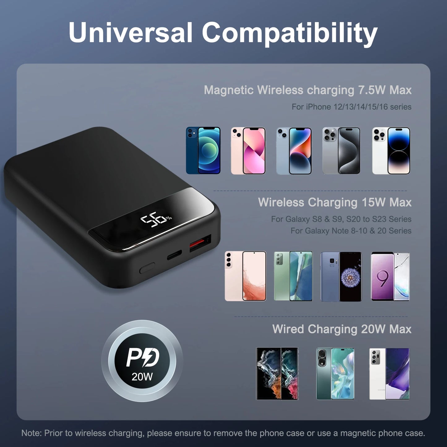 Magnetic Wireless Power Bank 10000mAh PD20W With LED Display