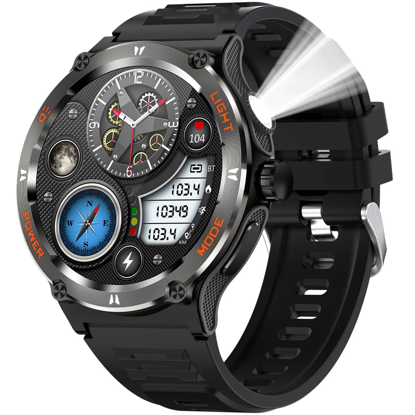 EIGIIS Smart Watch 3ATM Waterproof Compass Heart Rate Bluetooth