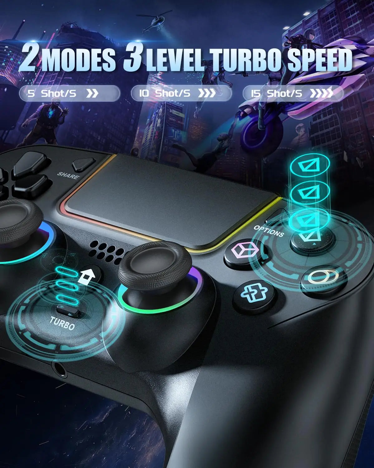 Wireless PS5 Controller With Hall Effect Joystick And Remap Turbo