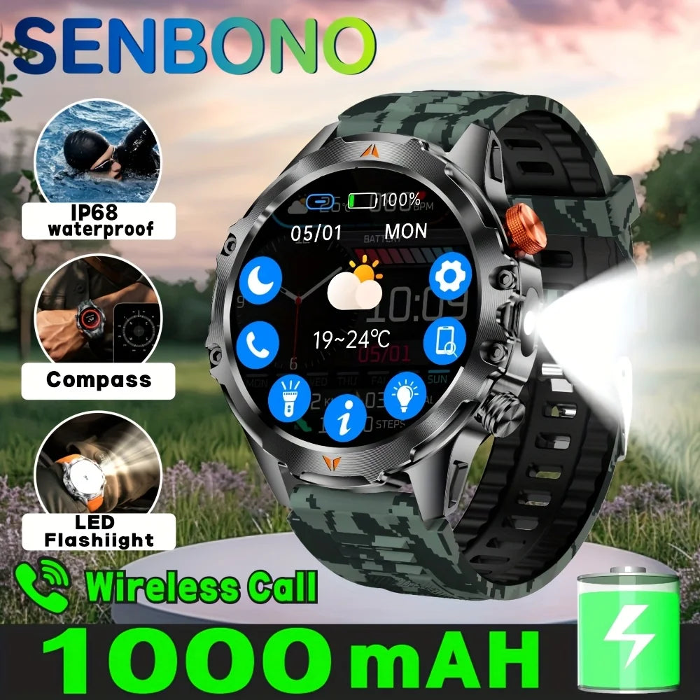 SENBONO Men's Smartwatch With AMOLED Display Bluetooth Call IP68