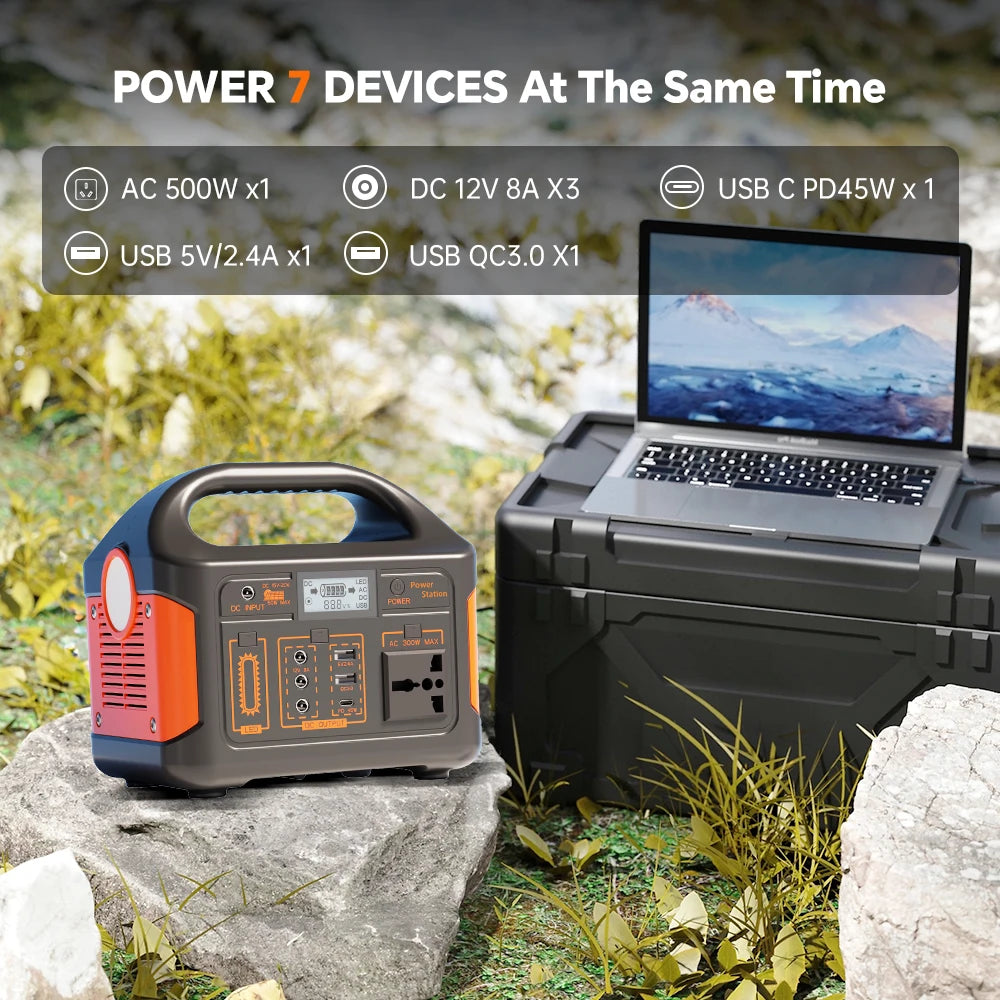 GaiaRay 500W Portable Power Station 110V Solar Generator LiFePO4 Battery