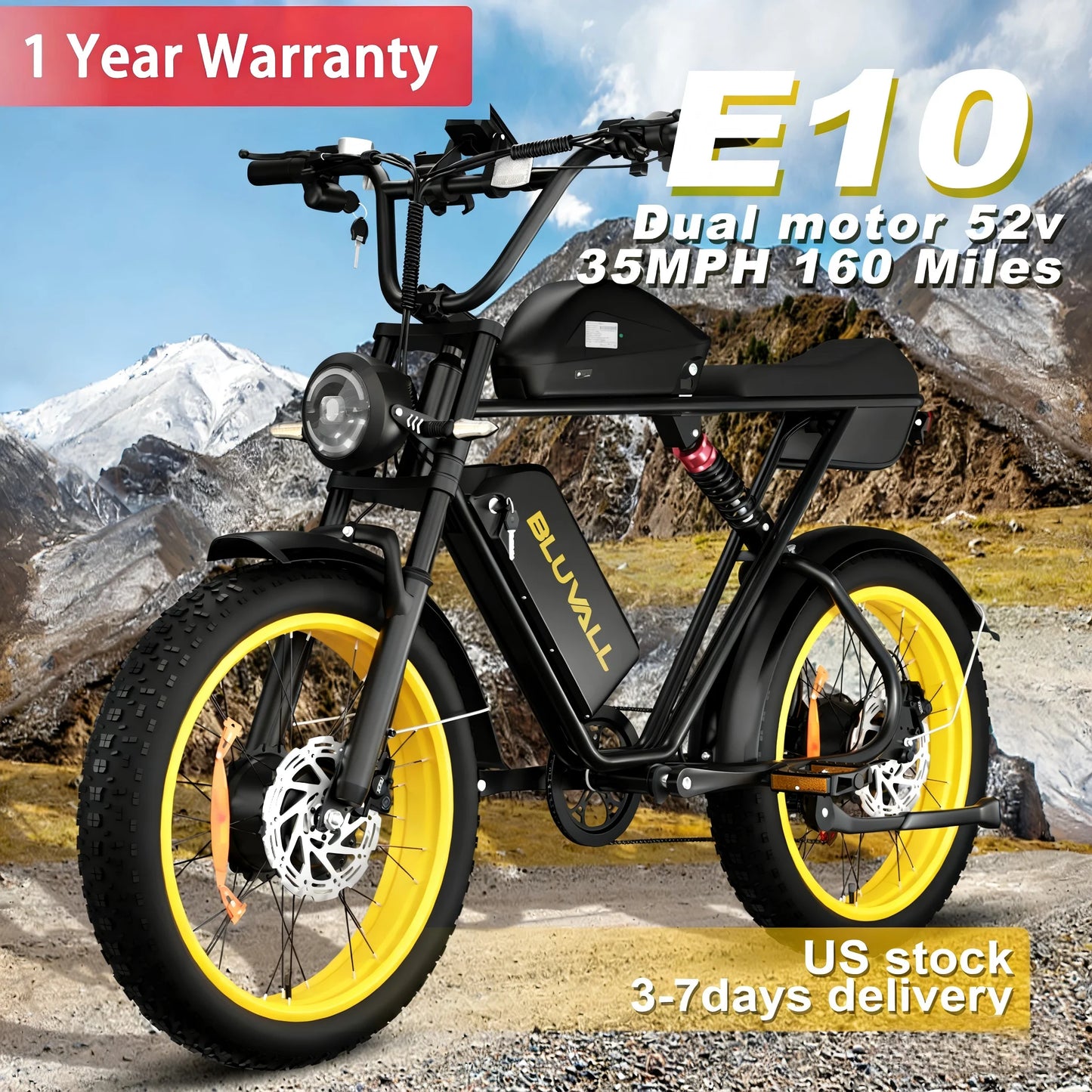 MOOBELO 2000W Dual Motor Fat Tire Electric Mountain Bike
