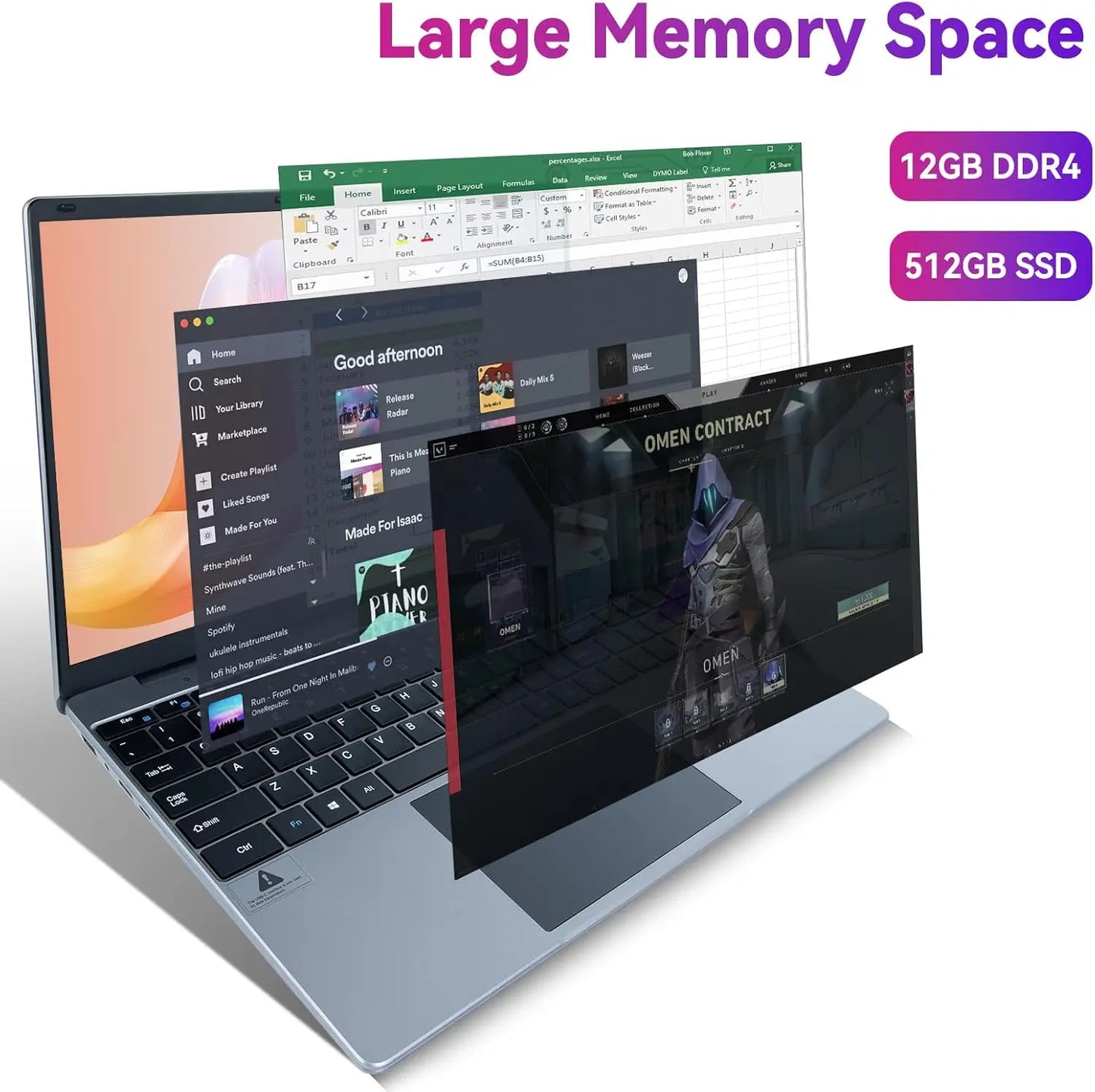 AEEZO Laptop With Intel Celeron N5095 12GB RAM 512GB SSD