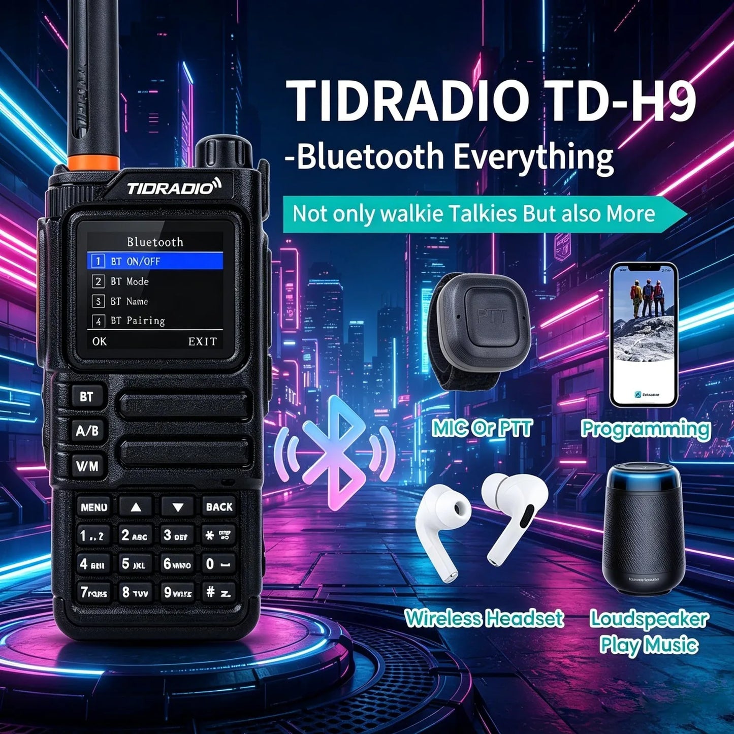 TIDRADIO H9 10W GPS APRS Radio USB C Rechargeable