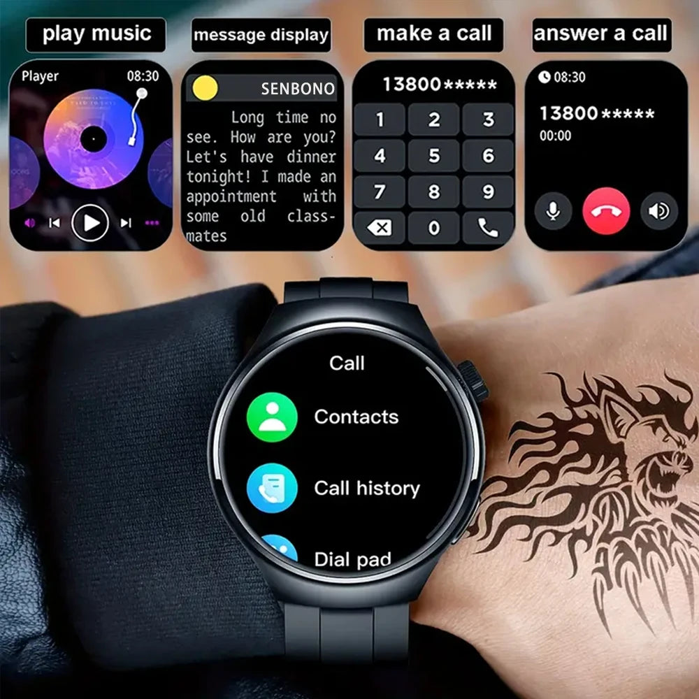 SENBONO Men's Smartwatch With Heart Rate, Blood Oxygen, Bluetooth Calling
