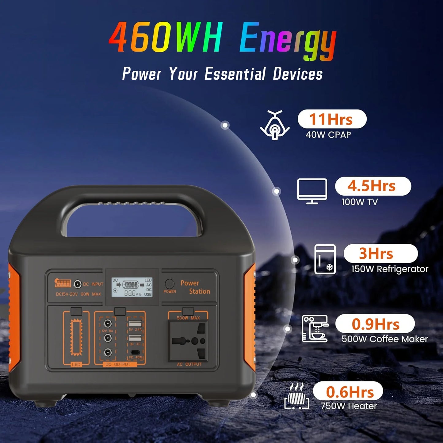 Jsdsolar Portable Solar Power Station Generator 300W 500W LiFePO4 Battery
