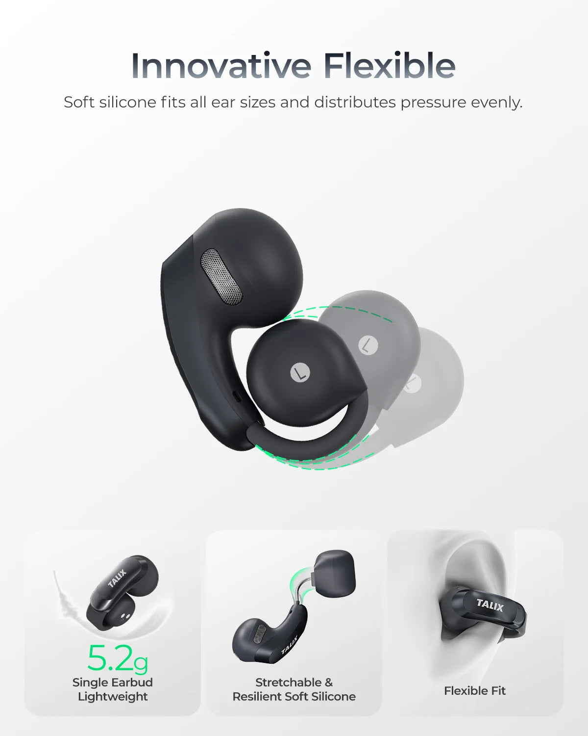 TALIX AuraHalo G1 Open Ear Clip On Earbuds Bluetooth 5.3 ANC