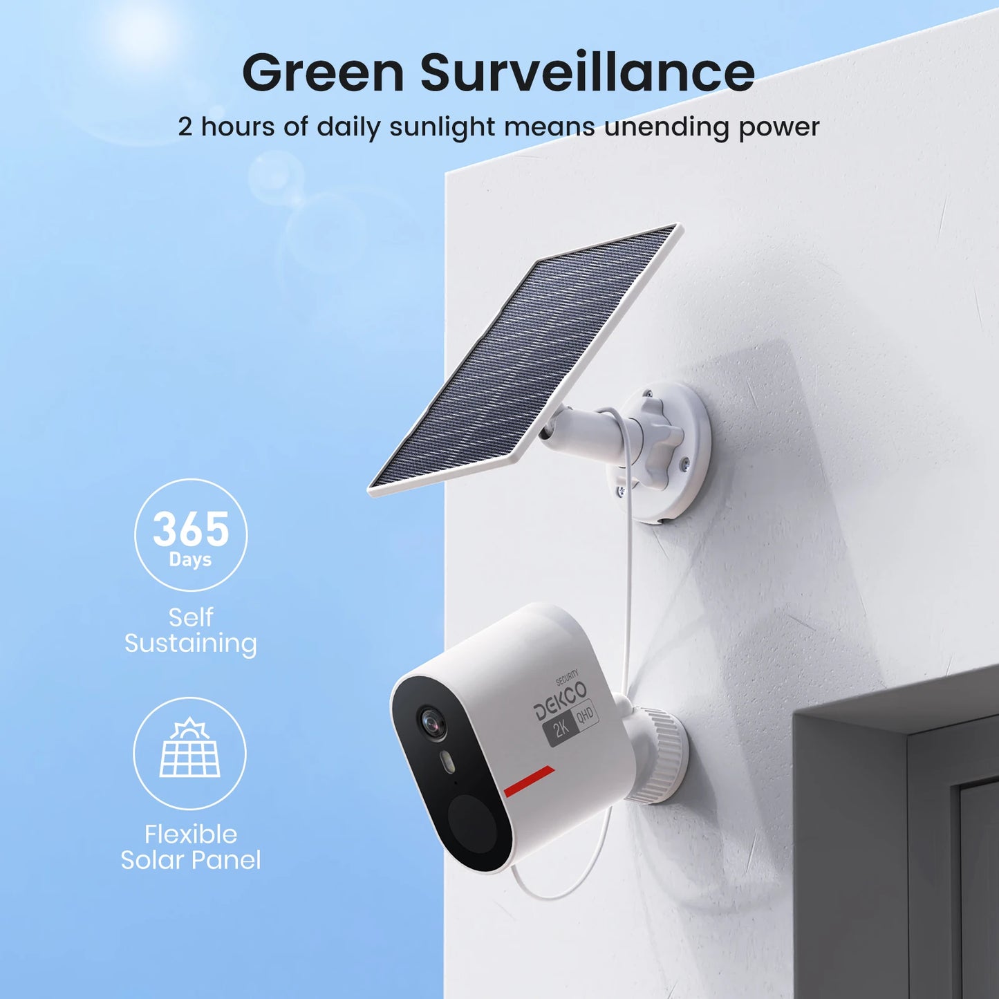 DEKCO 3MP WiFi Solar Camera System Four Camera Kit Outdoor