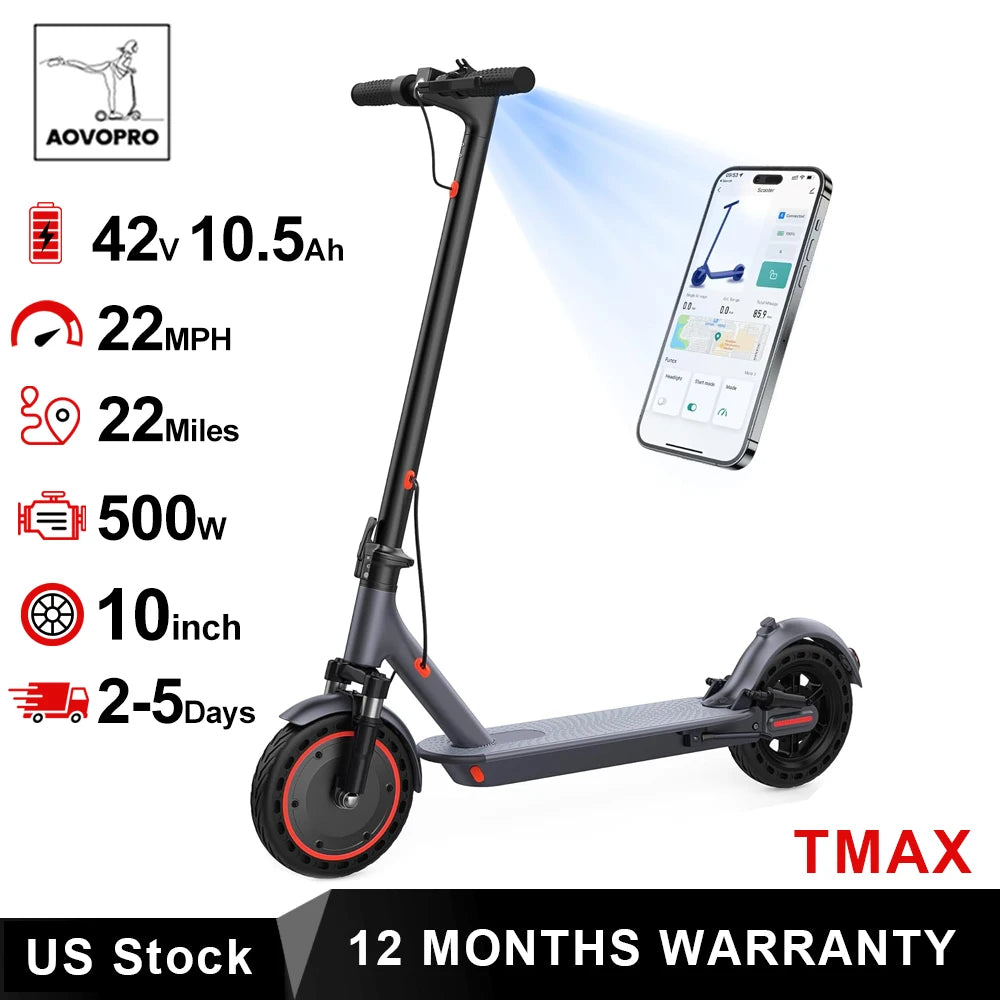 AOVOPRO TMAX Electric Scooter 500W 22MPH App Enabled