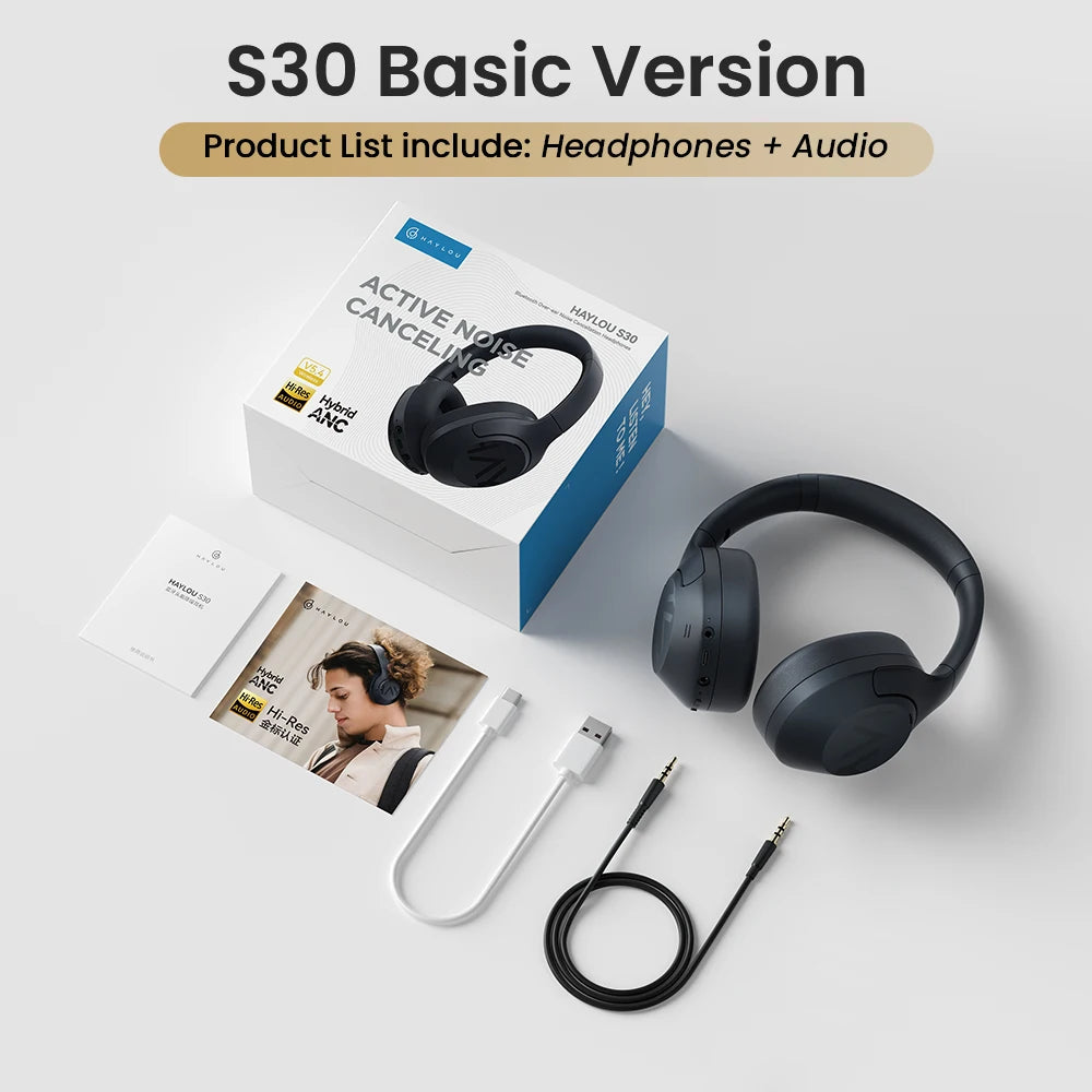 Haylou S30 ANC Wireless Headphones Bluetooth 5.4 Adaptive Noise Cancelling