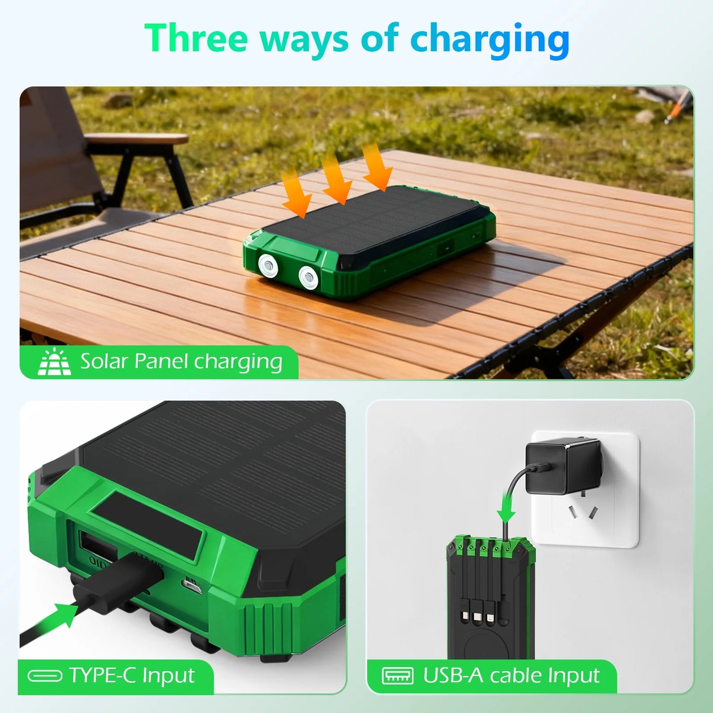 Portable Solar Power Bank With Wireless Charging 18W