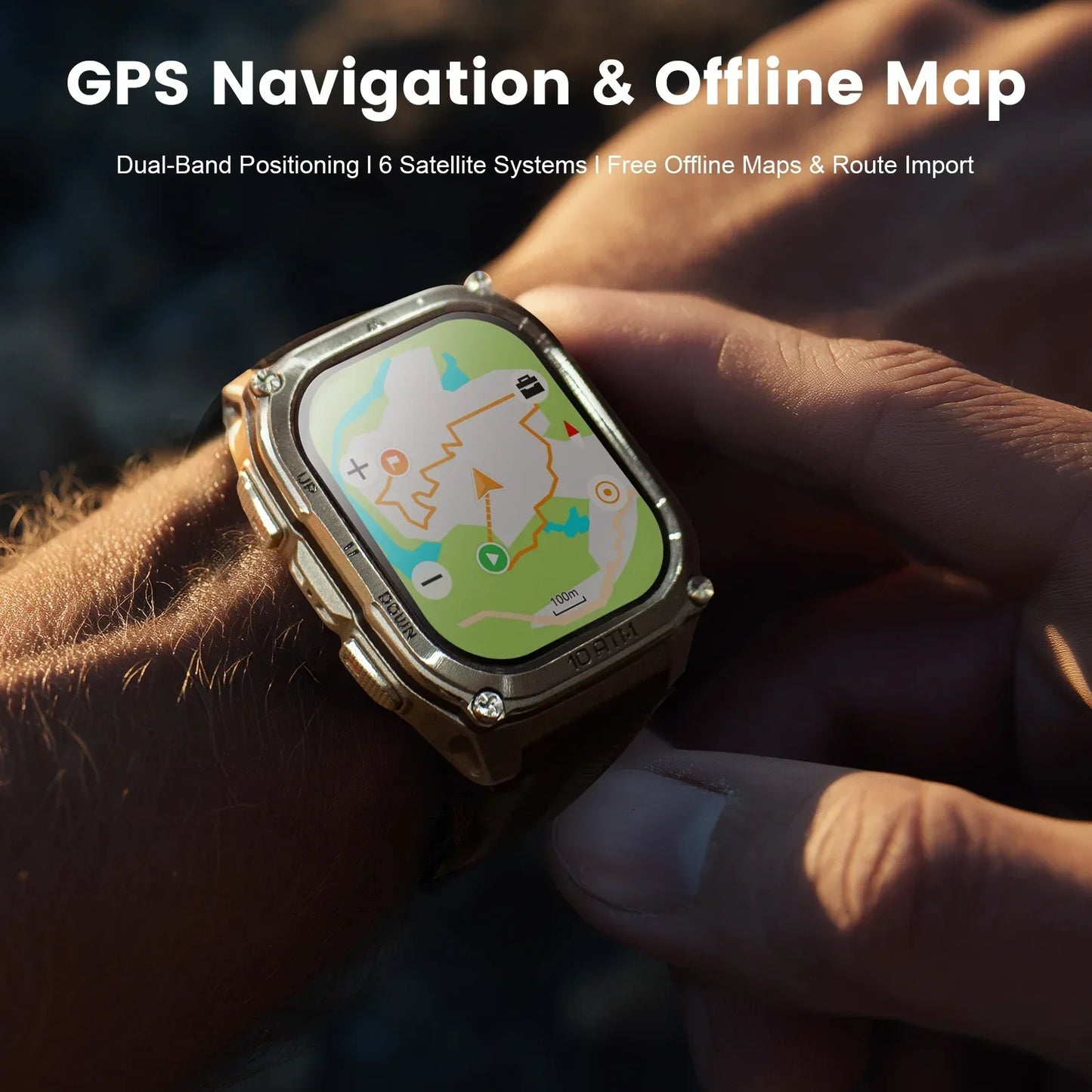 KOSPET Tank M4 Smartwatch GPS, Offline Maps, 6 Satellites, 10ATM