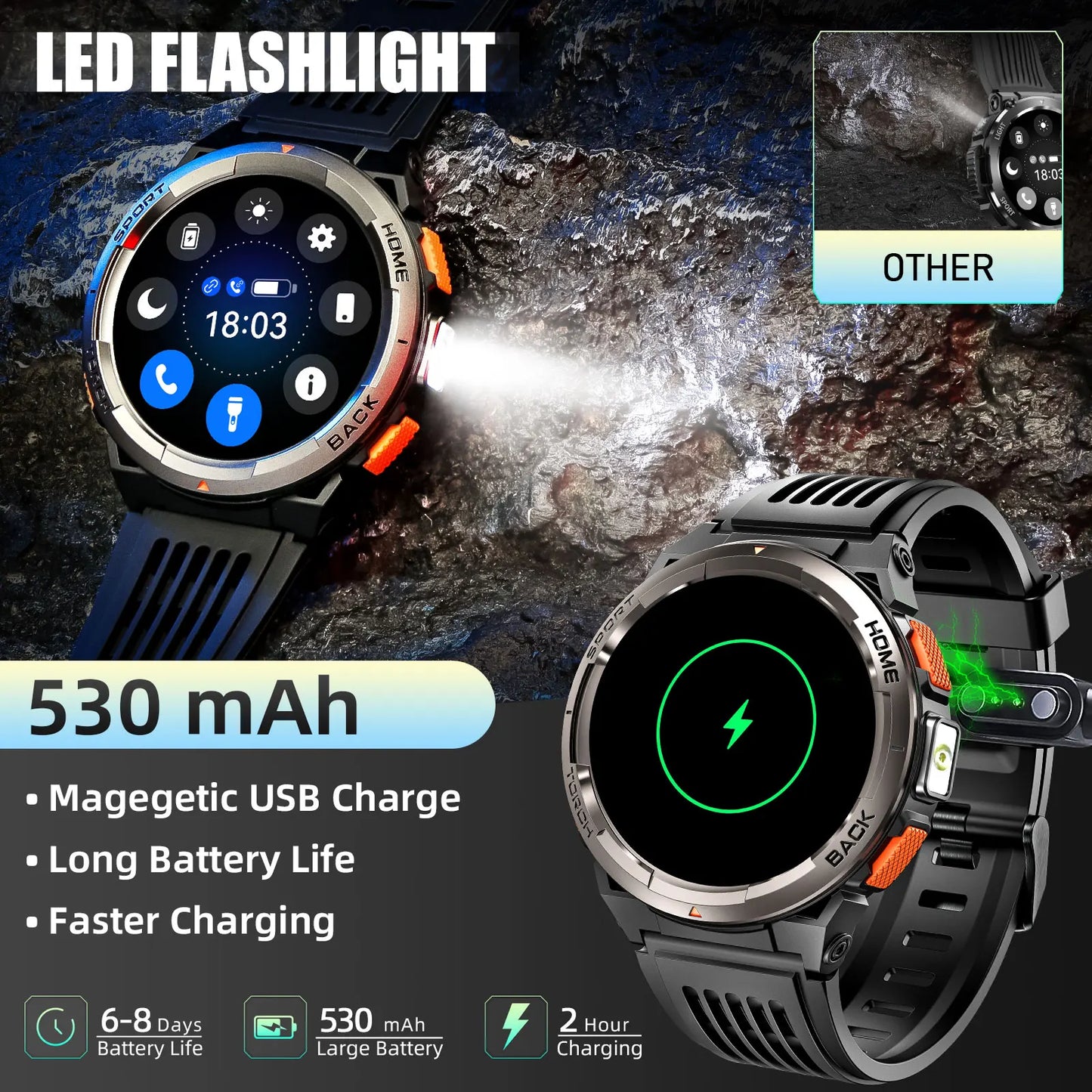 EIGIIS KE5 Smart Watch 3ATM Waterproof With Compass Altitude Barometer