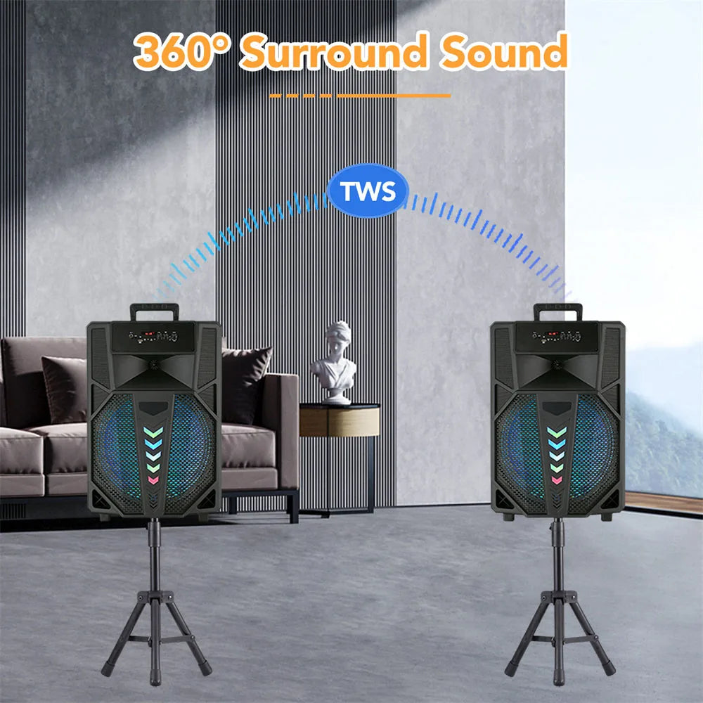 CURUK Portable Bluetooth Speaker System With Subwoofer Stand