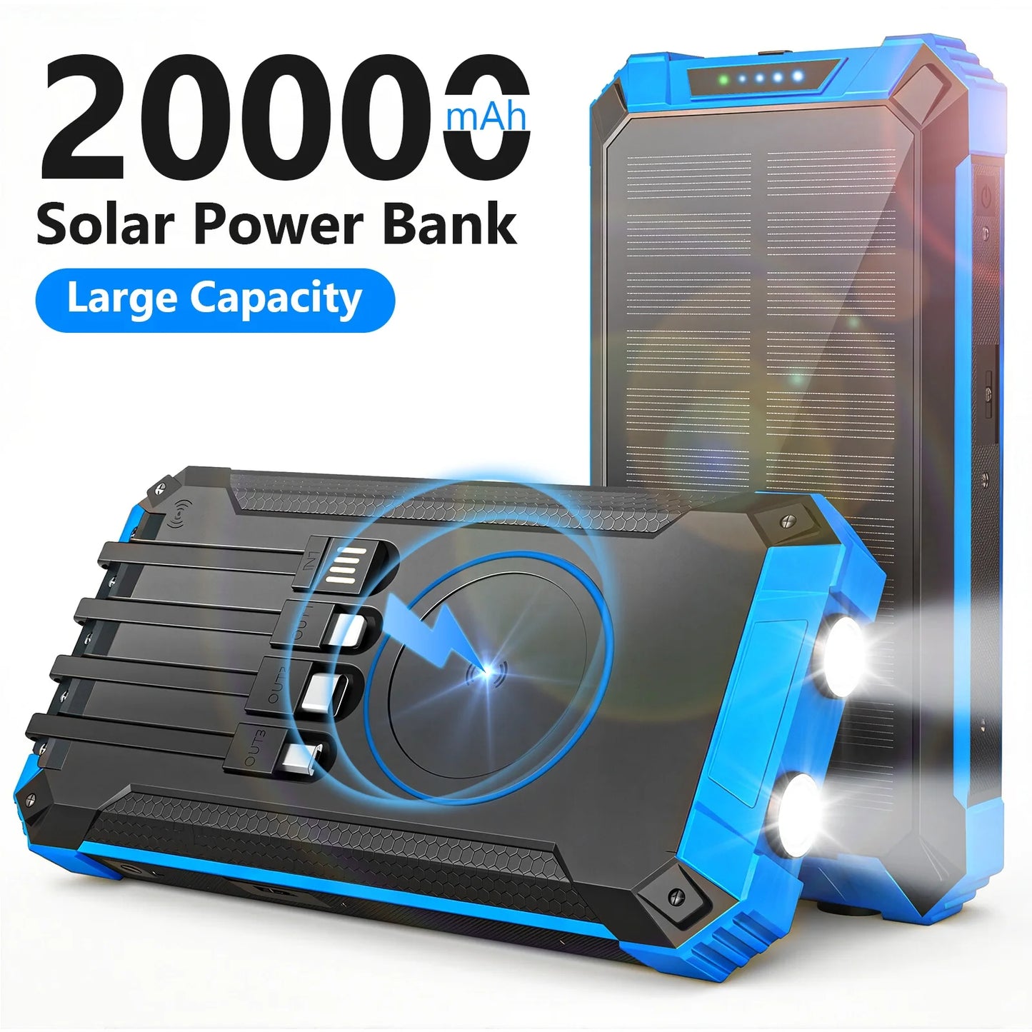Portable Solar Power Bank With Wireless Charging 18W