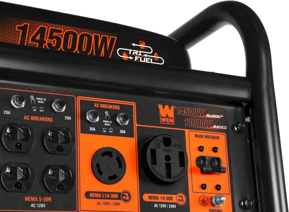 Tri-Fuel Generator 14500W Electric Start Transfer Switch Ready