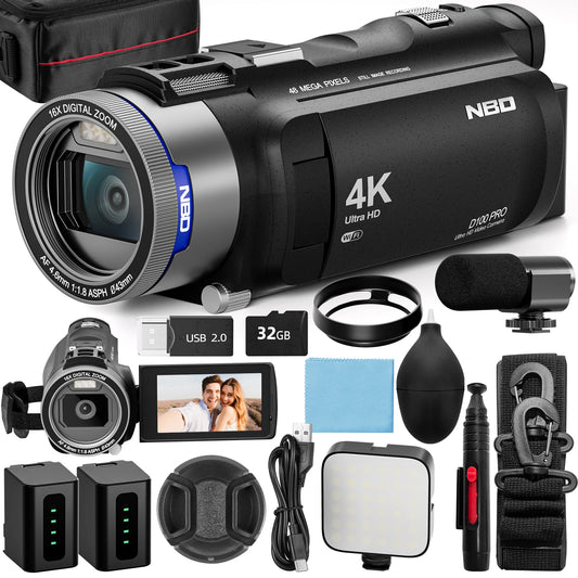 NBD 4K HD 48MP Camcorder With WiFi App Control Pro
