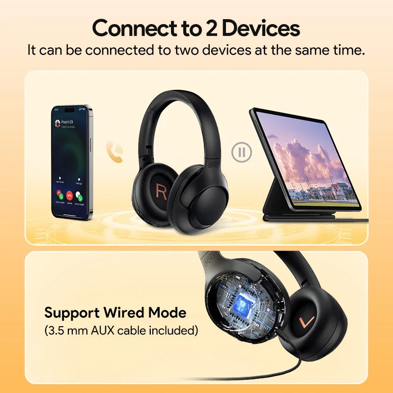QCY H3 ANC Wireless Headphones Bluetooth Five Sixty Hour Battery