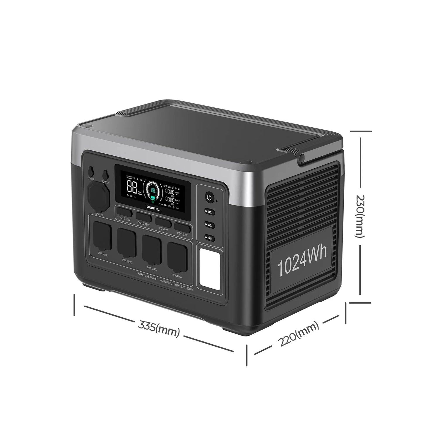 OUKITEL P1000 Plus Solar Generator Portable Power Station 1800W LiFePO4