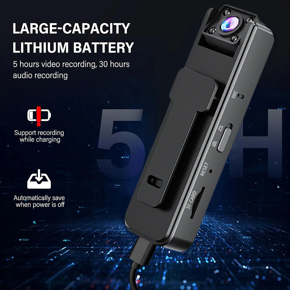 1080P Mini Body Camera With Audio Wearable Hands Free Waterproof Camcorder