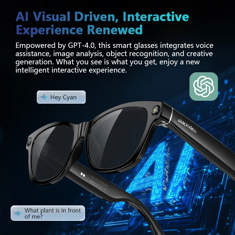 Iowodo Blackview BV100 AI Smart Glasses With 2K Camera And Bluetooth