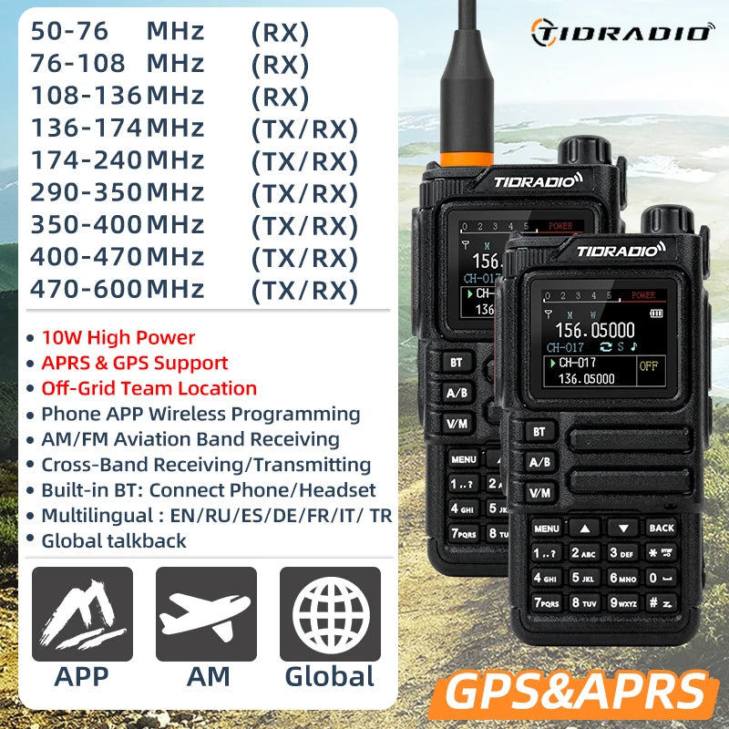 TIDRADIO H9 10W GPS APRS Radio USB C Rechargeable