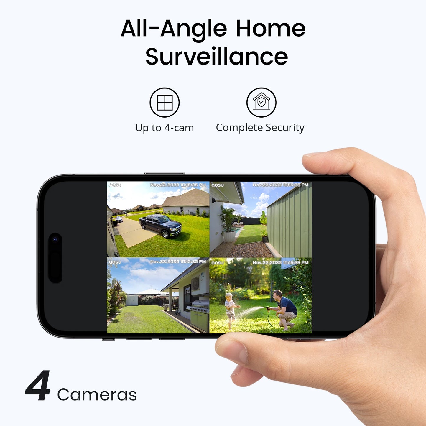 DEKCO 3MP WiFi Solar Camera System Four Camera Kit Outdoor