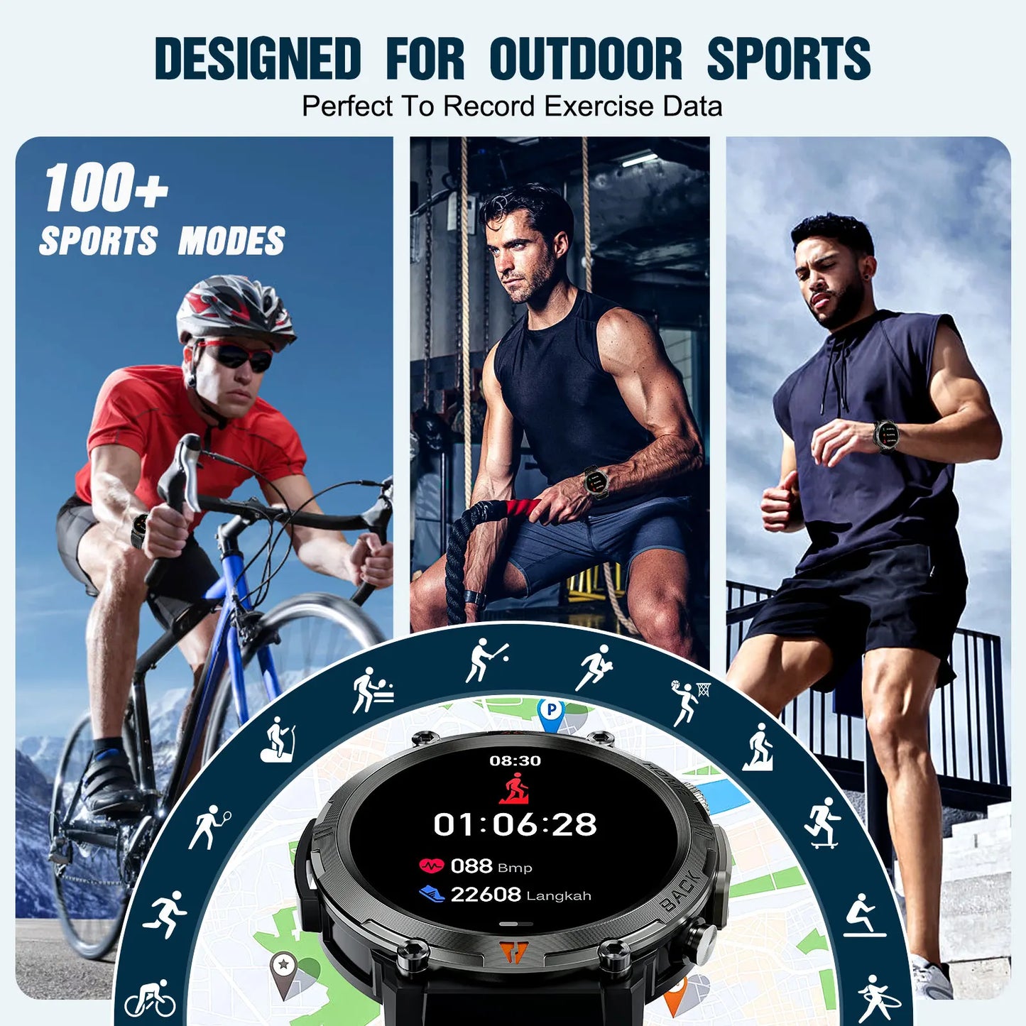 LaNikar KE3 Bluetooth Call Smartwatch For iOS And Android Health Monitor