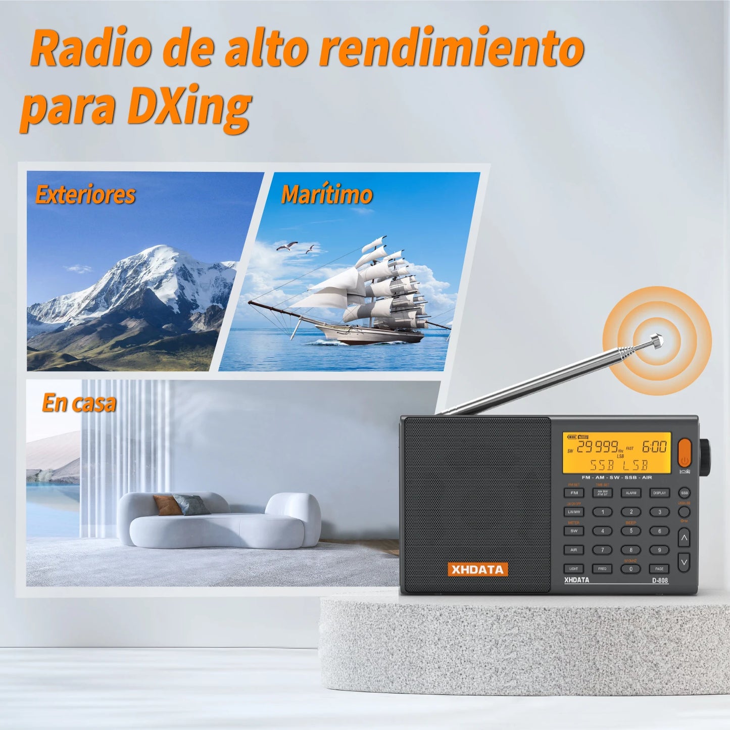 XHDATA D808 Portable Multiband Radio Receiver With SSB
