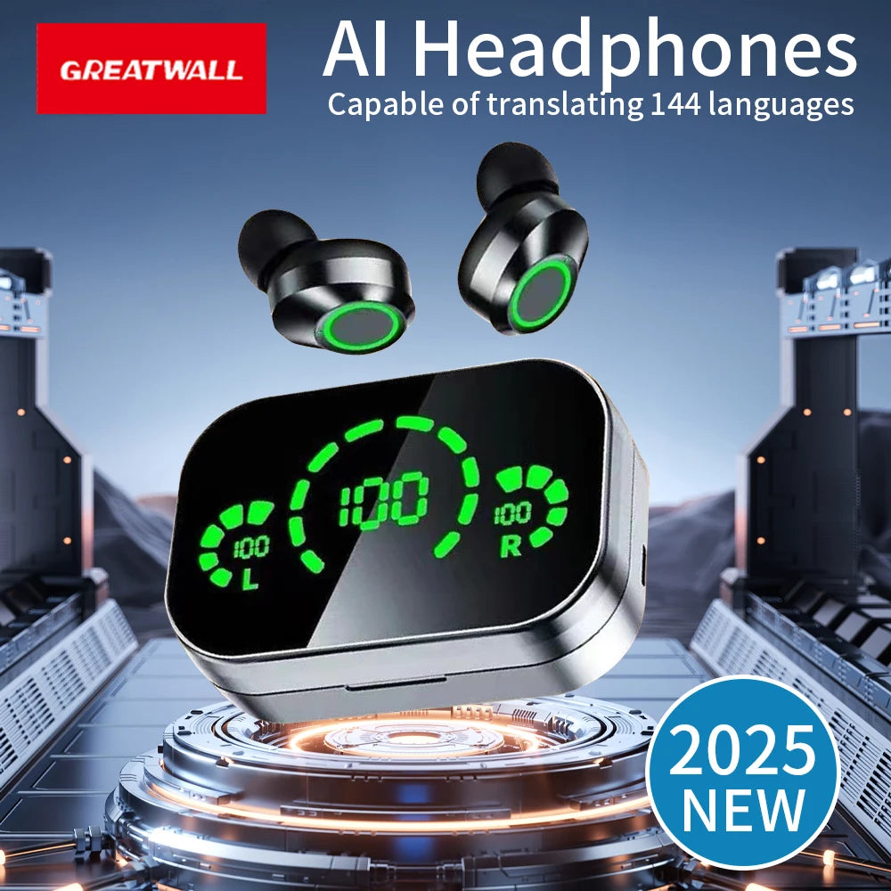 GREATWALL Translation Earphones With Mirror Display 144 Languages