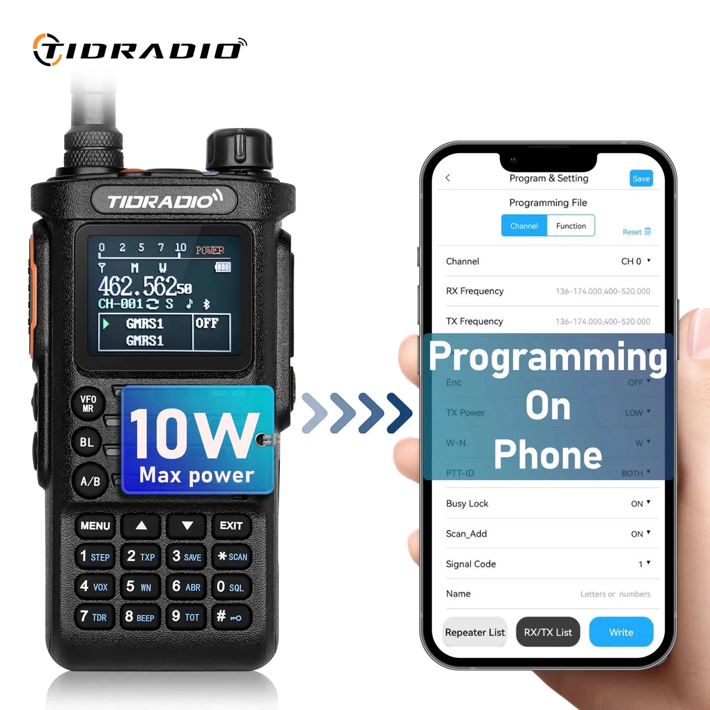 TIDRADIO TD-H8 10W Walkie Talkie Long Range Emergency Radio