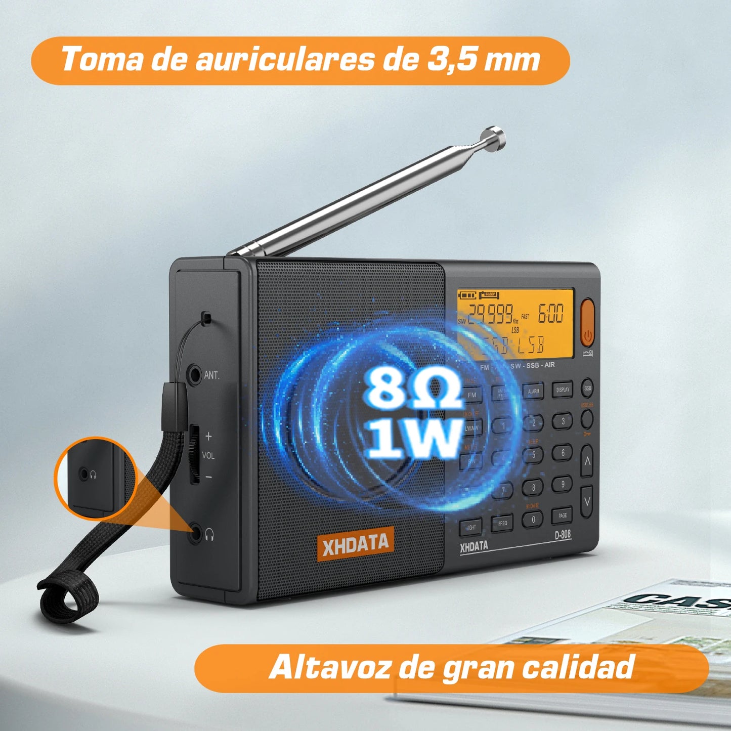XHDATA D808 Portable Multiband Radio Receiver With SSB