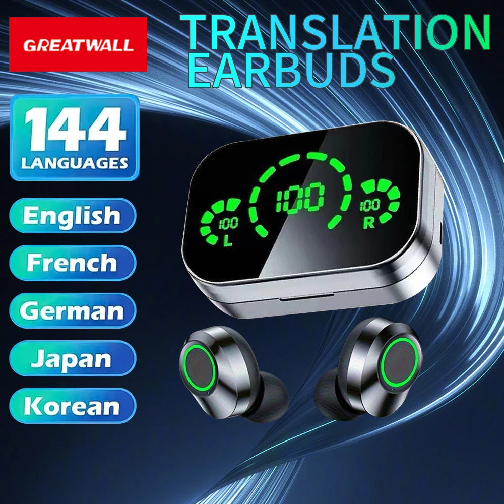 GREATWALL Translation Earphones With Mirror Display 144 Languages