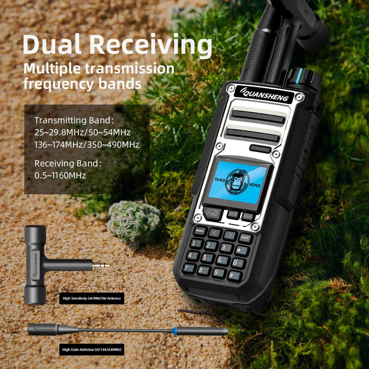 Quansheng TK-11(8) 10W VHF/UHF Dual Band Radio 999CH CTCSS/DCS IP55 2500mAh Type-C NOAA Weather Alarm CE