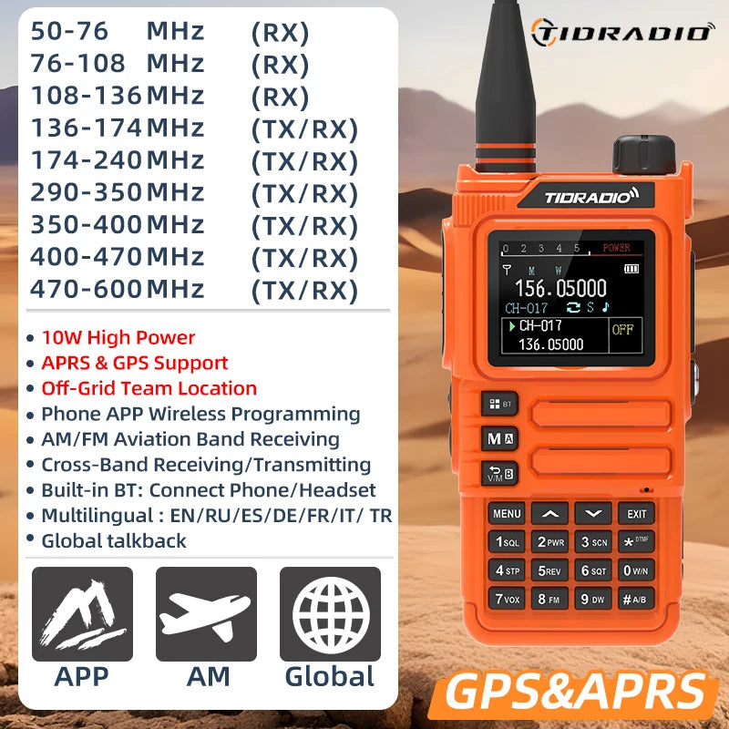 TIDRADIO H9 10W GPS APRS Radio USB C Rechargeable
