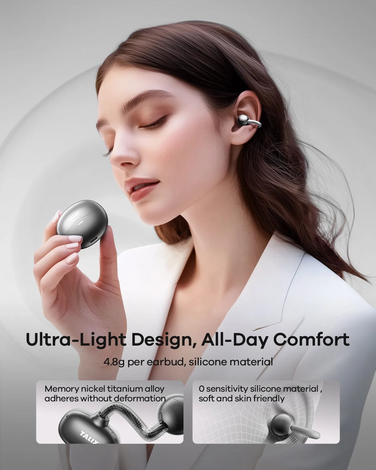 TALIX Ultra Open Ear Earbuds X6 With Spatial Sound And 40 Hour Battery Life