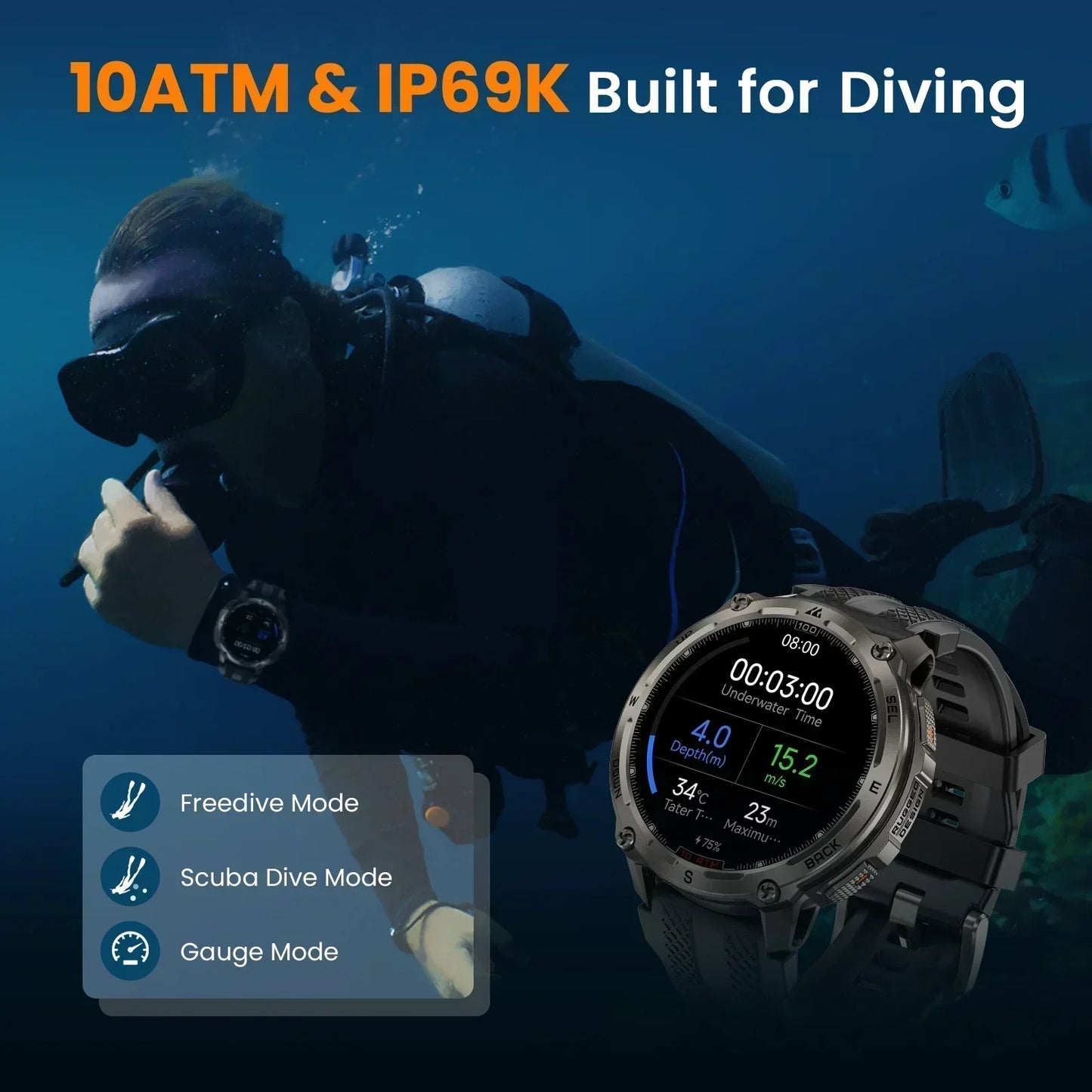 KOSPET Tank T4 Smart Watch for Men GPS Offline Maps
