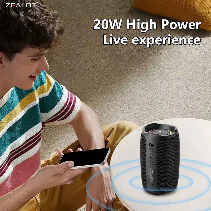 Zealot S61 20W Portable Outdoor Bluetooth Speaker Subwoofer