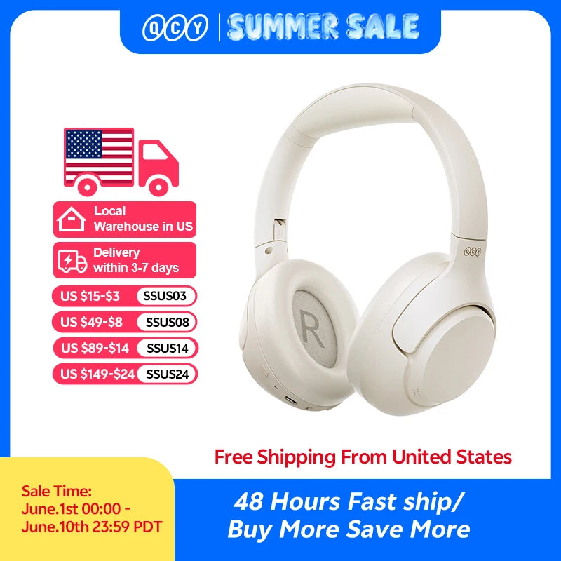 QCY H3 ANC Wireless Headphones Bluetooth Five Sixty Hour Battery
