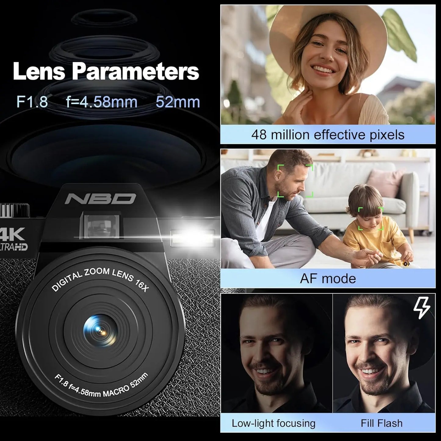 NBD 4K Digital Camera With 48MP And 16x Zoom Advanced