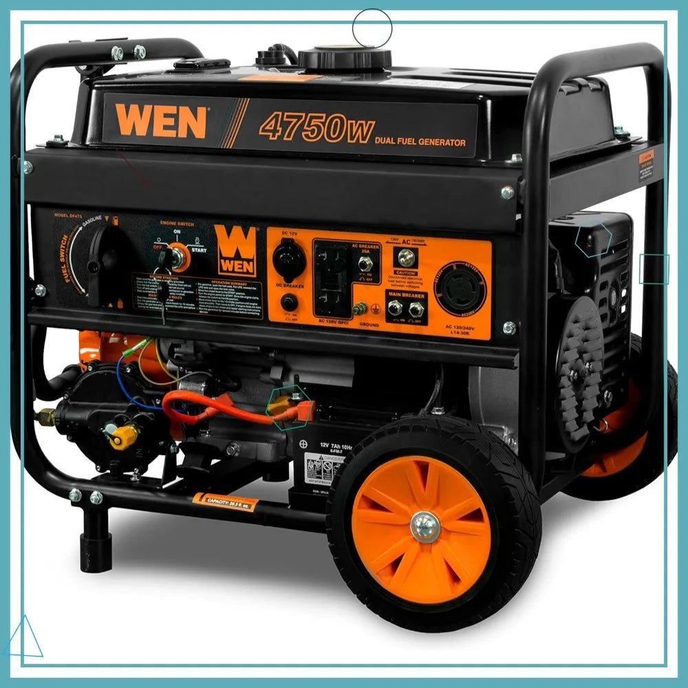 Dual Fuel Portable Generator With Electric Start And Wheel Kit