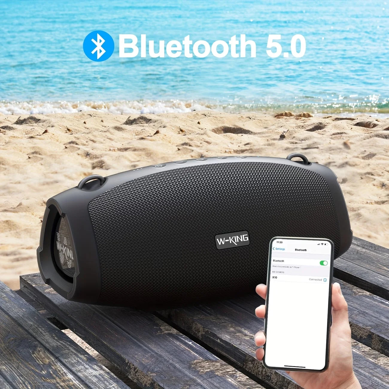 W-King 120W Max Wireless Boombox Bluetooth Speaker IPX6 Waterproof