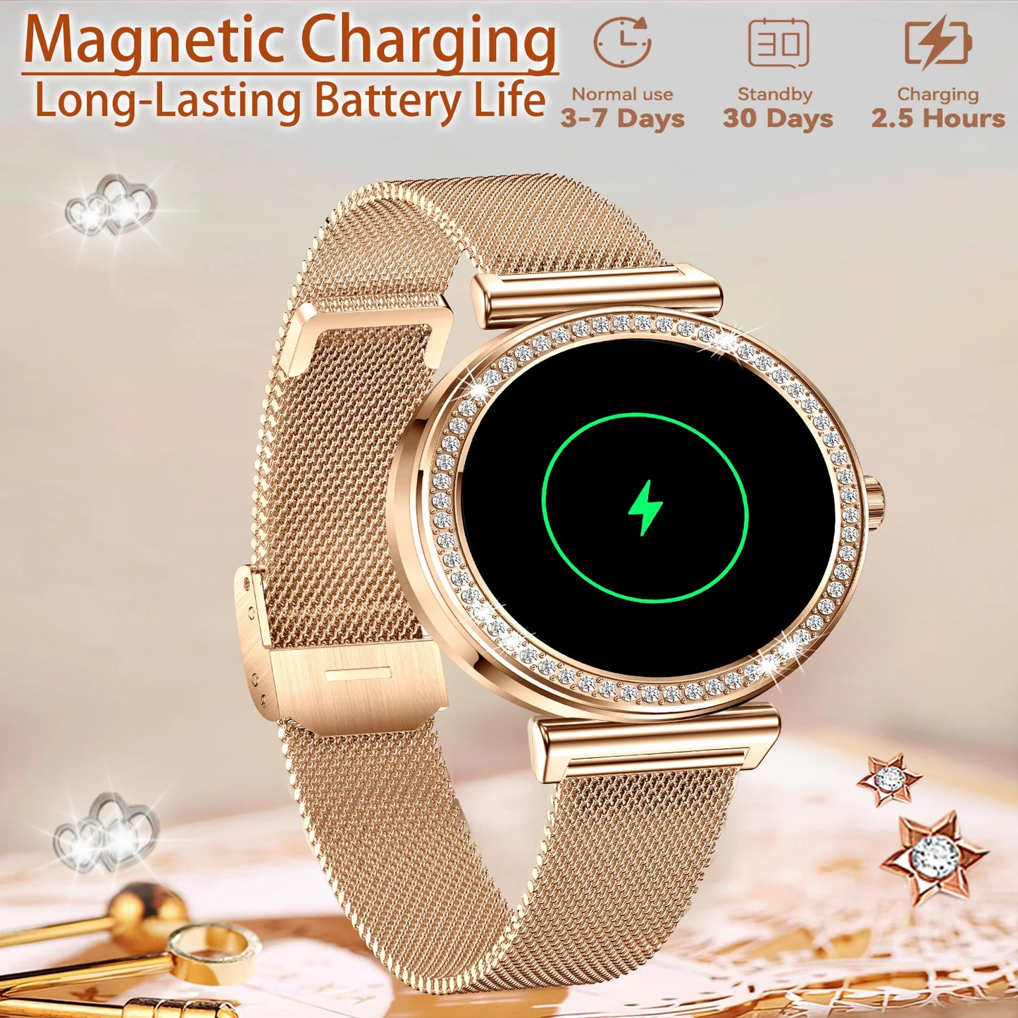 Women Smart Watch(Wireless Calls),1.29" Touchscreen Smartwatch for iPhone/Android with Sport Modes, Women Function/Perfect Gifts