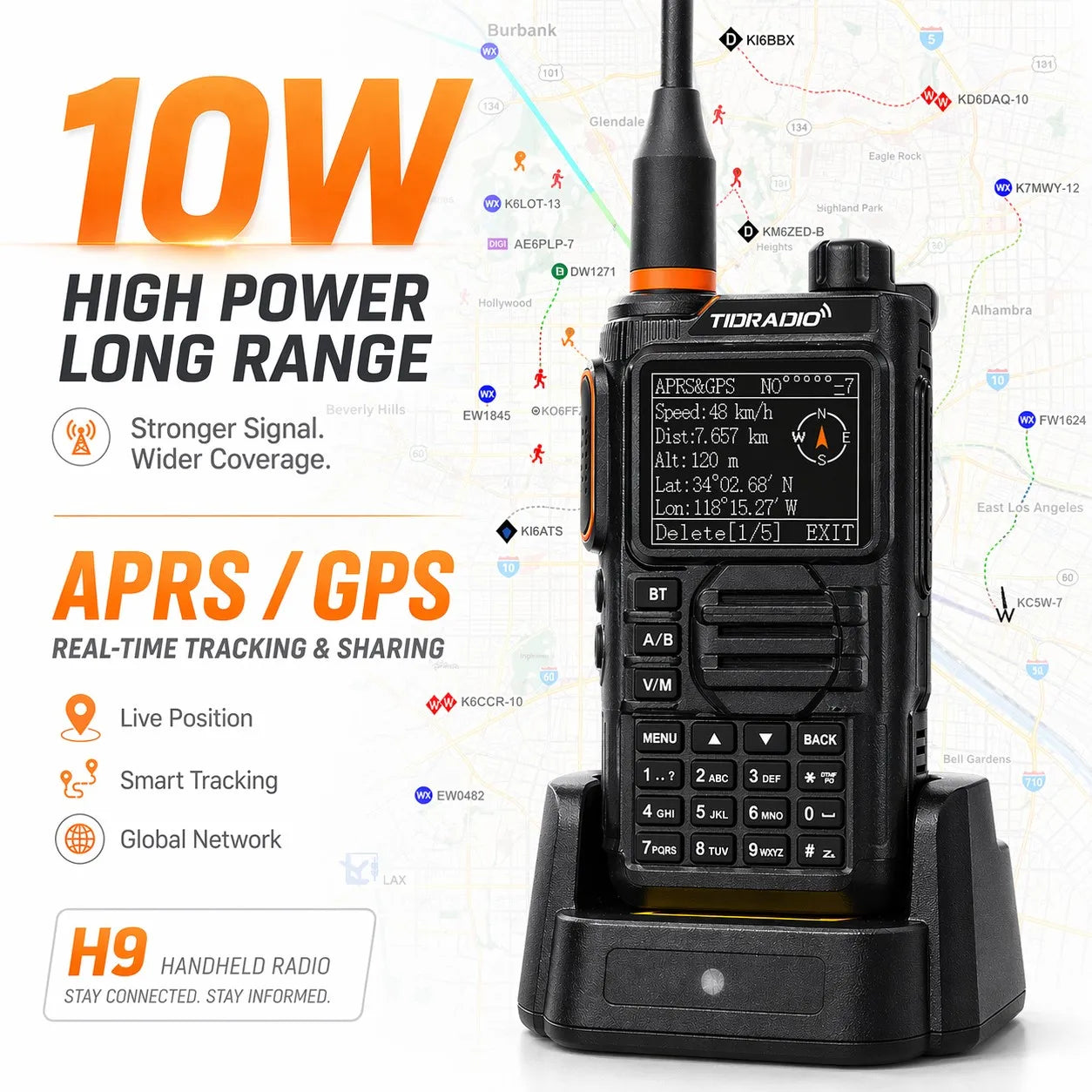 TIDRADIO H9 10W GPS APRS Radio USB C Rechargeable