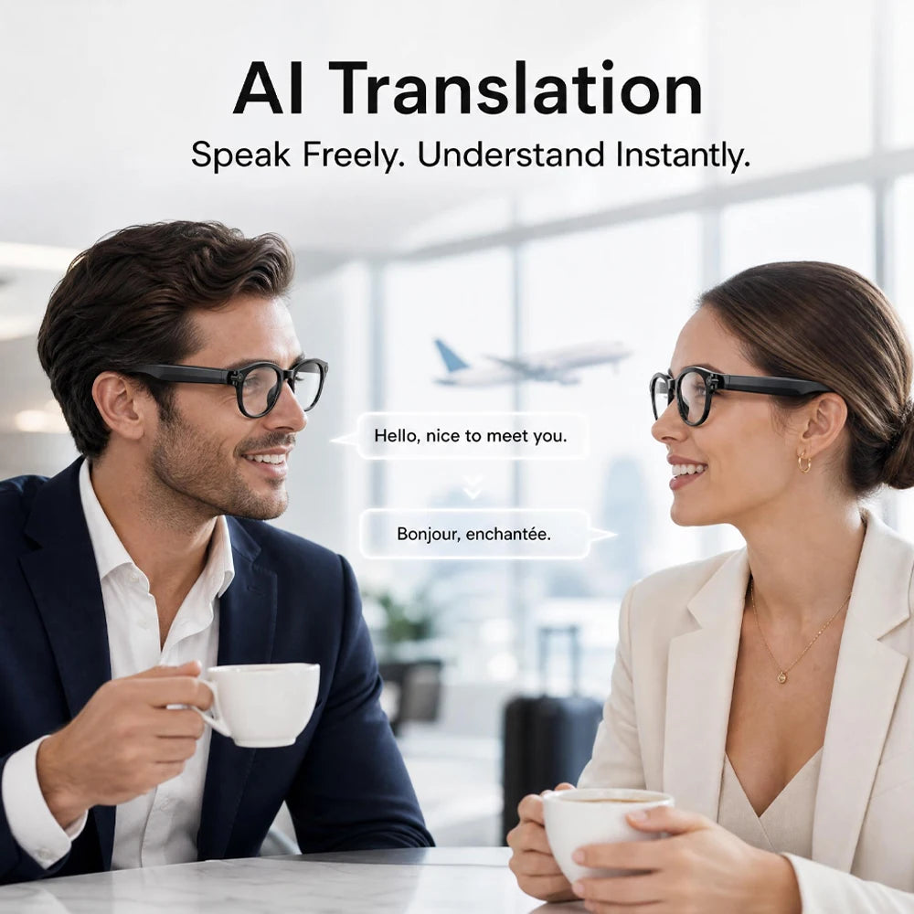Smart Photochromic Glasses Bluetooth 5.3 AI Translator and Assistant