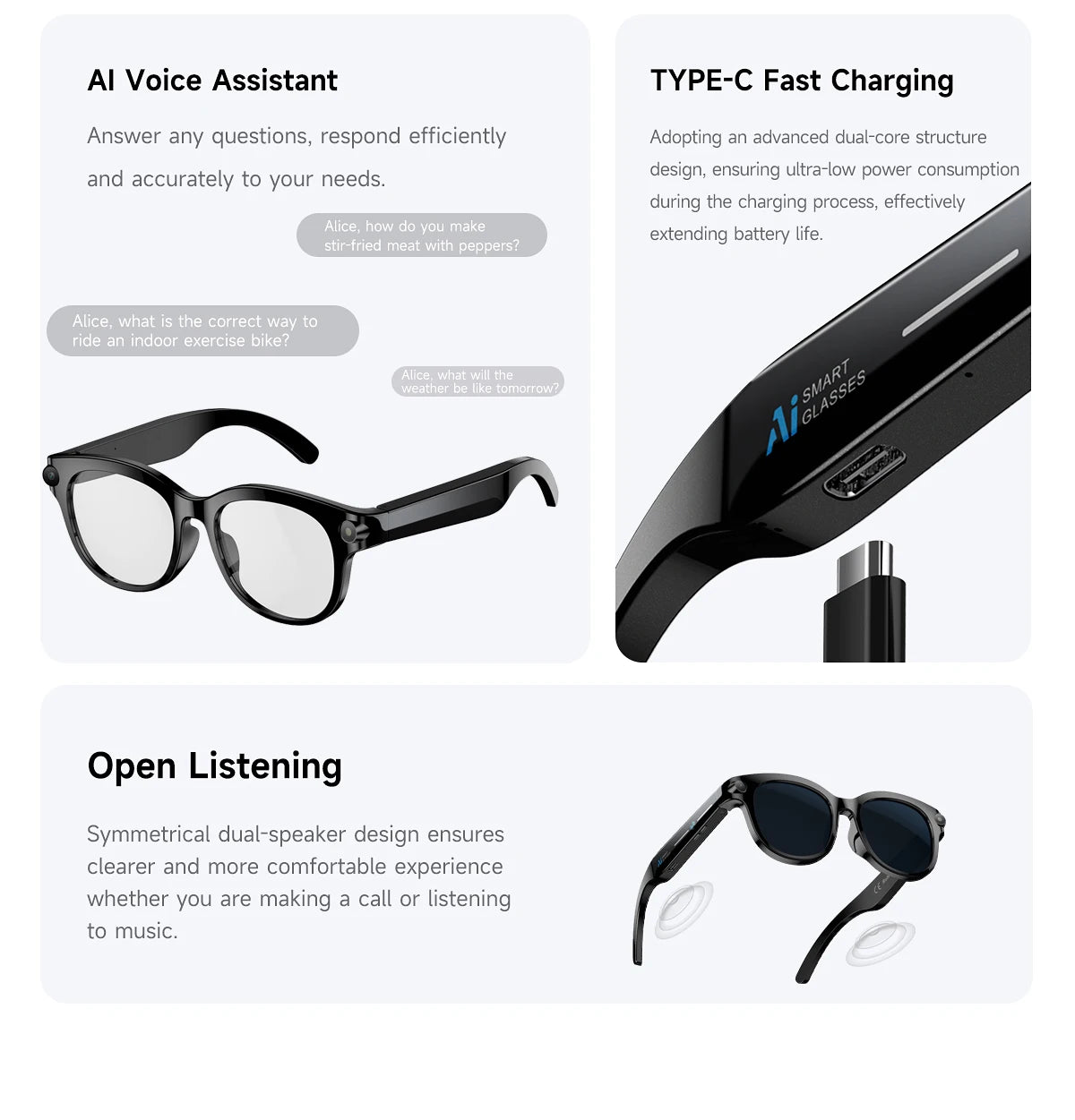 Smart Photochromic Glasses Bluetooth 5.3 AI Translator and Assistant