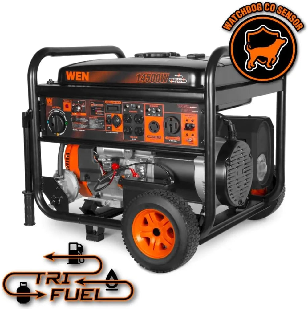 Tri-Fuel Generator 14500W Electric Start Transfer Switch Ready