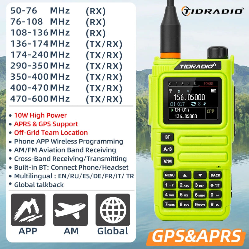 TIDRADIO H9 10W GPS APRS Radio USB C Rechargeable