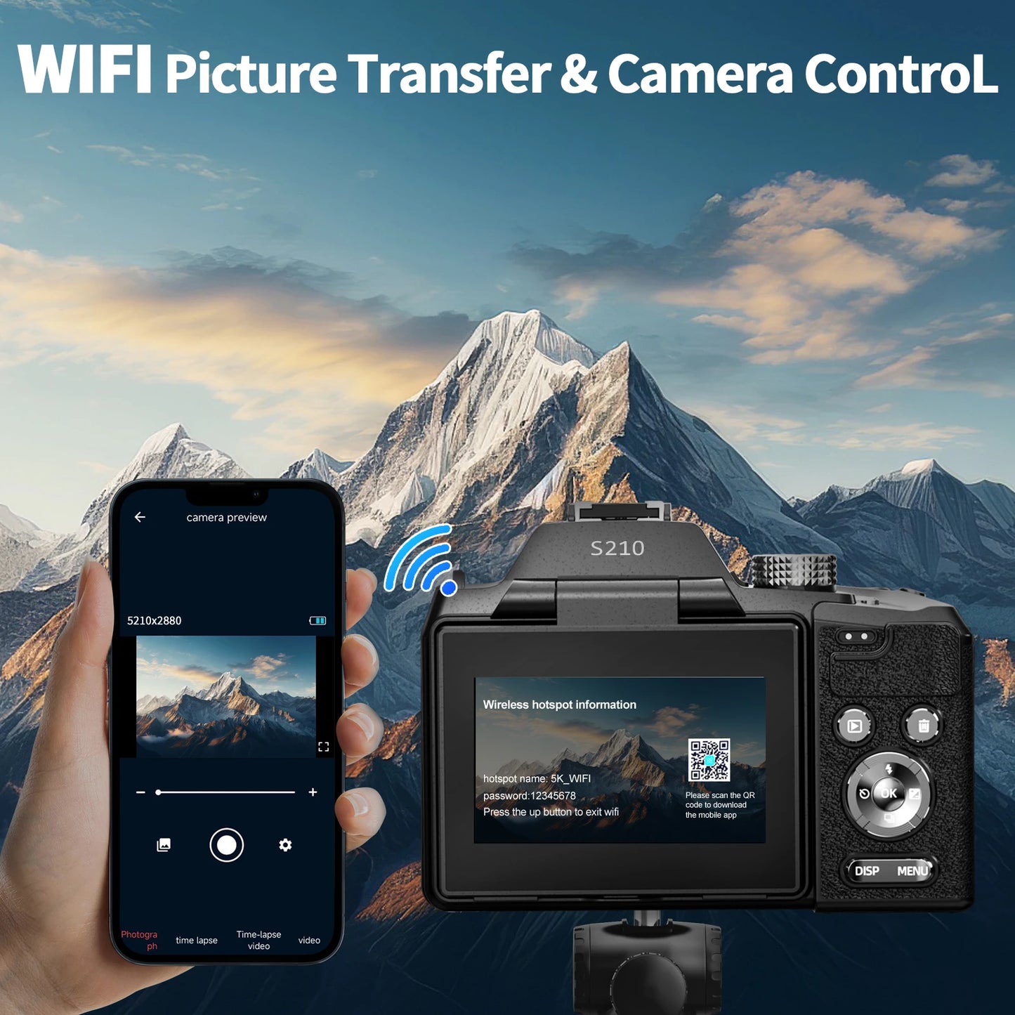 NBD 64MP 5K Digital Camera With 16X Optical Zoom WiFi